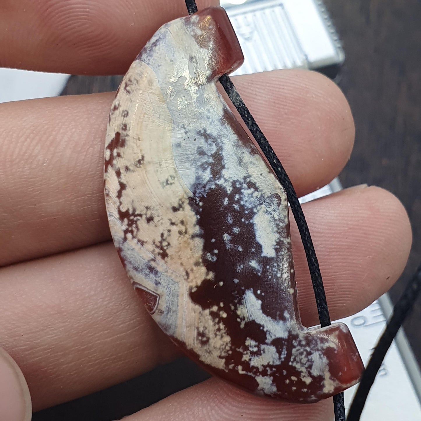 Agate Amulet Necklace: Beautiful patina carnelian Amulet Bead Pendant Necklace #HKM2