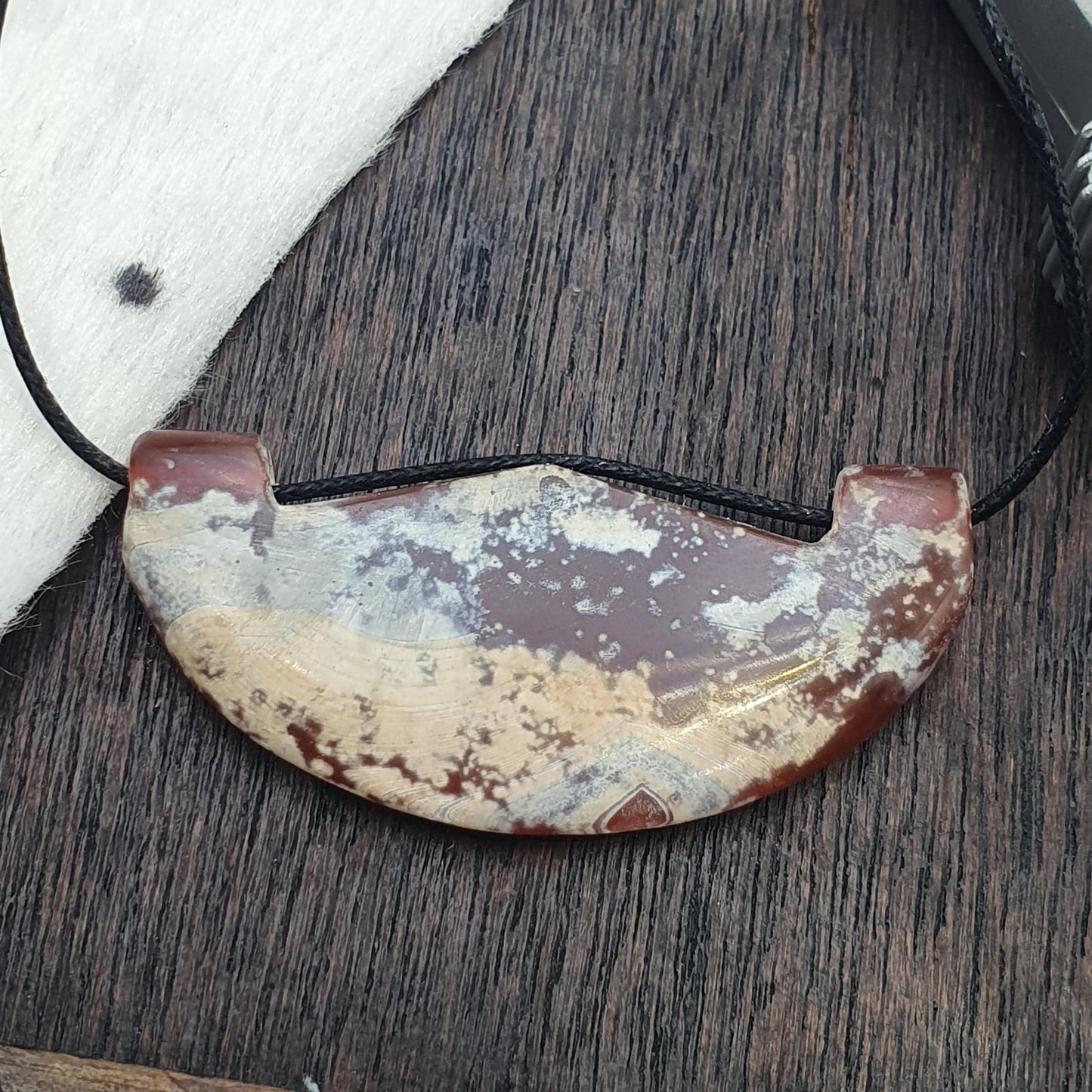 Agate Amulet Necklace: Beautiful patina carnelian Amulet Bead Pendant Necklace #HKM2