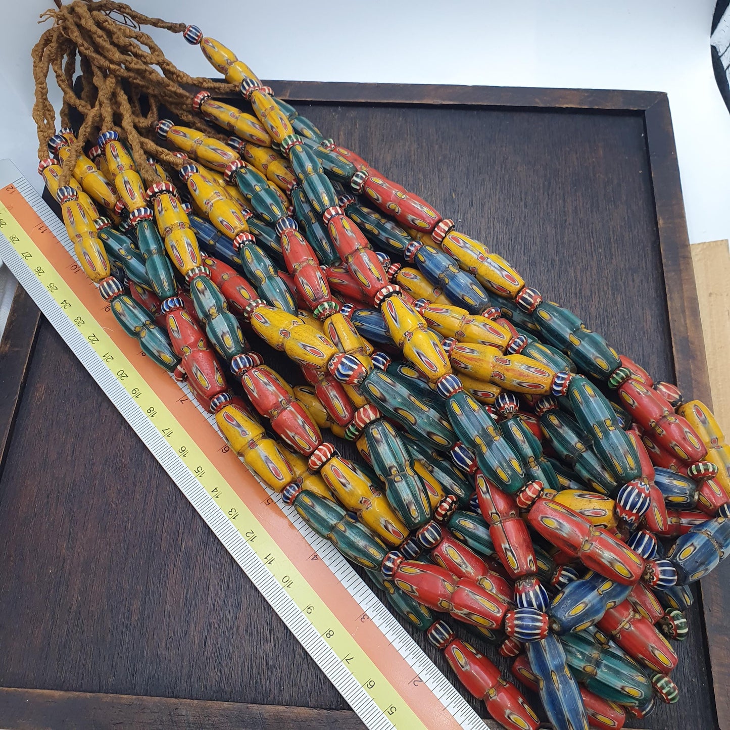 Antique Venetian Style MultiColor Glass Bead Necklace, Handcrafted African Jewelry,Blue,green,red,Yellow Gabri Beads, Elegant Gift for Women