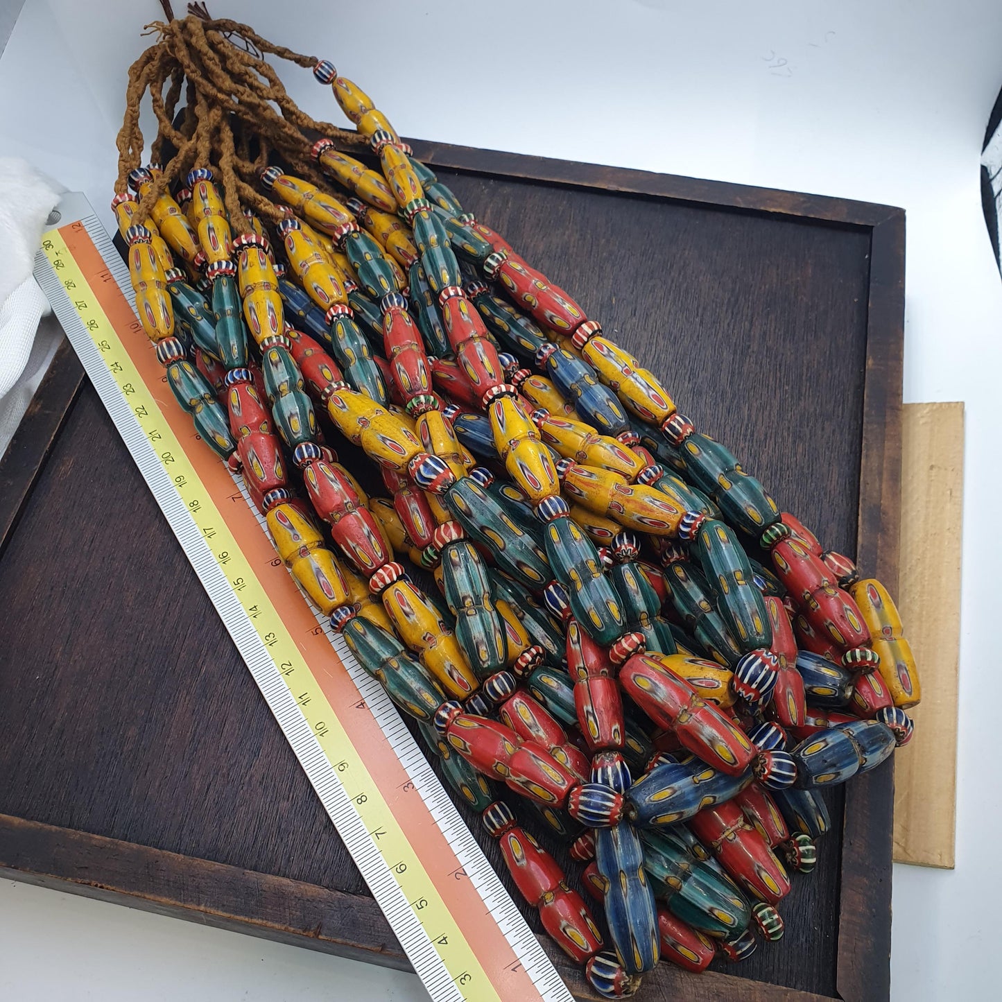 Antique Venetian Style MultiColor Glass Bead Necklace, Handcrafted African Jewelry,Blue,green,red,Yellow Gabri Beads, Elegant Gift for Women
