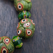 Vintage Venetian African Style Green Gabri Eyes Beads Bracelet 14.5mm Handmade Beaded Jewelry for Men Women Boho Ethnic