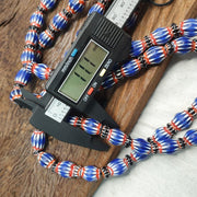 Vintage blue chevron beads venetian african beads long strand