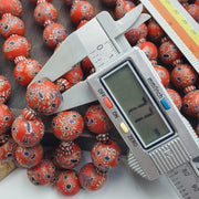 Venetian Style Beads, Vintage Red Millefiori Strand | Glass, Blue Eye Motifs | 17mm Handmade