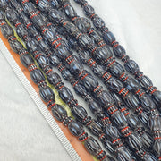 Vintage black chevron venetian style multilayers glass beads necklace . chb-12
