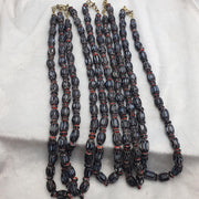 Vintage black chevron venetian style multilayers glass beads necklace . chb-12