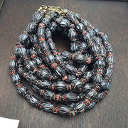 Vintage black chevron venetian style multilayers glass beads necklace . chb-12