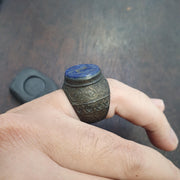 Antique Style Lapis Lazuli Intaglio Ring – Mythical Animal Carved Gemstone ring