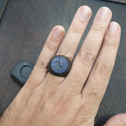 Antique Style Lapis Lazuli Intaglio Ring – Mythical Animal Carved Gemstone ring