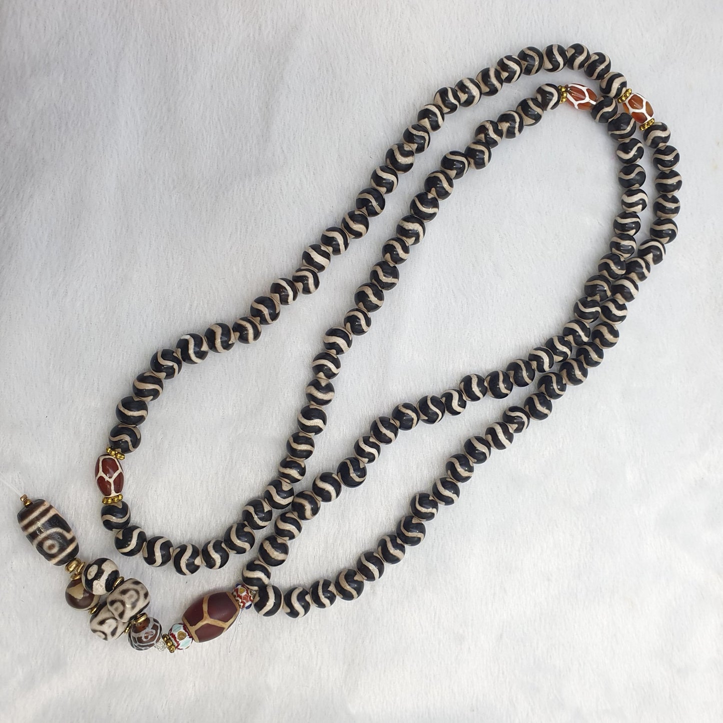 Tibetan Agate Dzi Amulet antique mala Rosary Spiritual beads