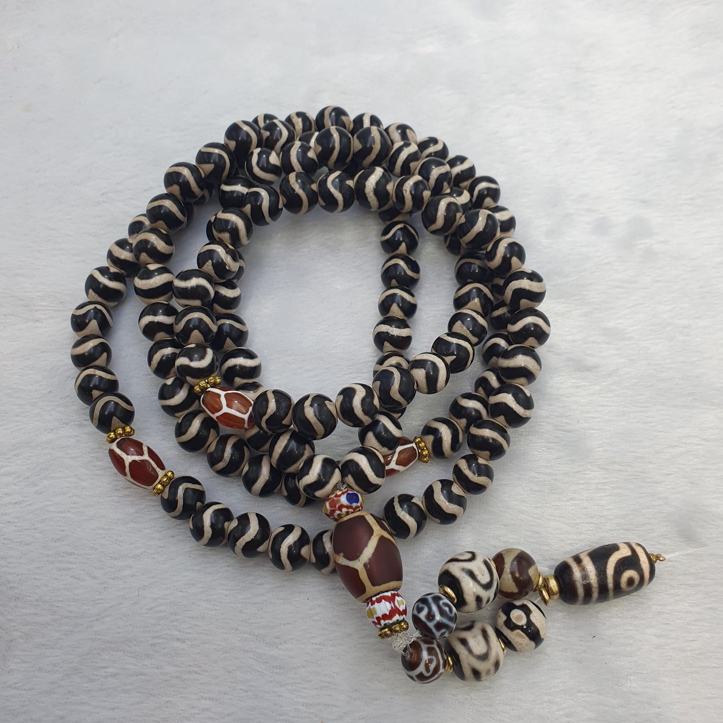 Tibetan Agate Dzi Amulet antique mala Rosary Spiritual beads