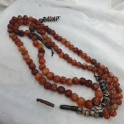Tibetan 108 Mala Beads- Carnelian Dzi Agate for Meditation Spiritual Practice Tibetan Blessings