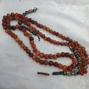 Tibetan 108 Mala Beads- Carnelian Dzi Agate for Meditation Spiritual Practice Tibetan Blessings