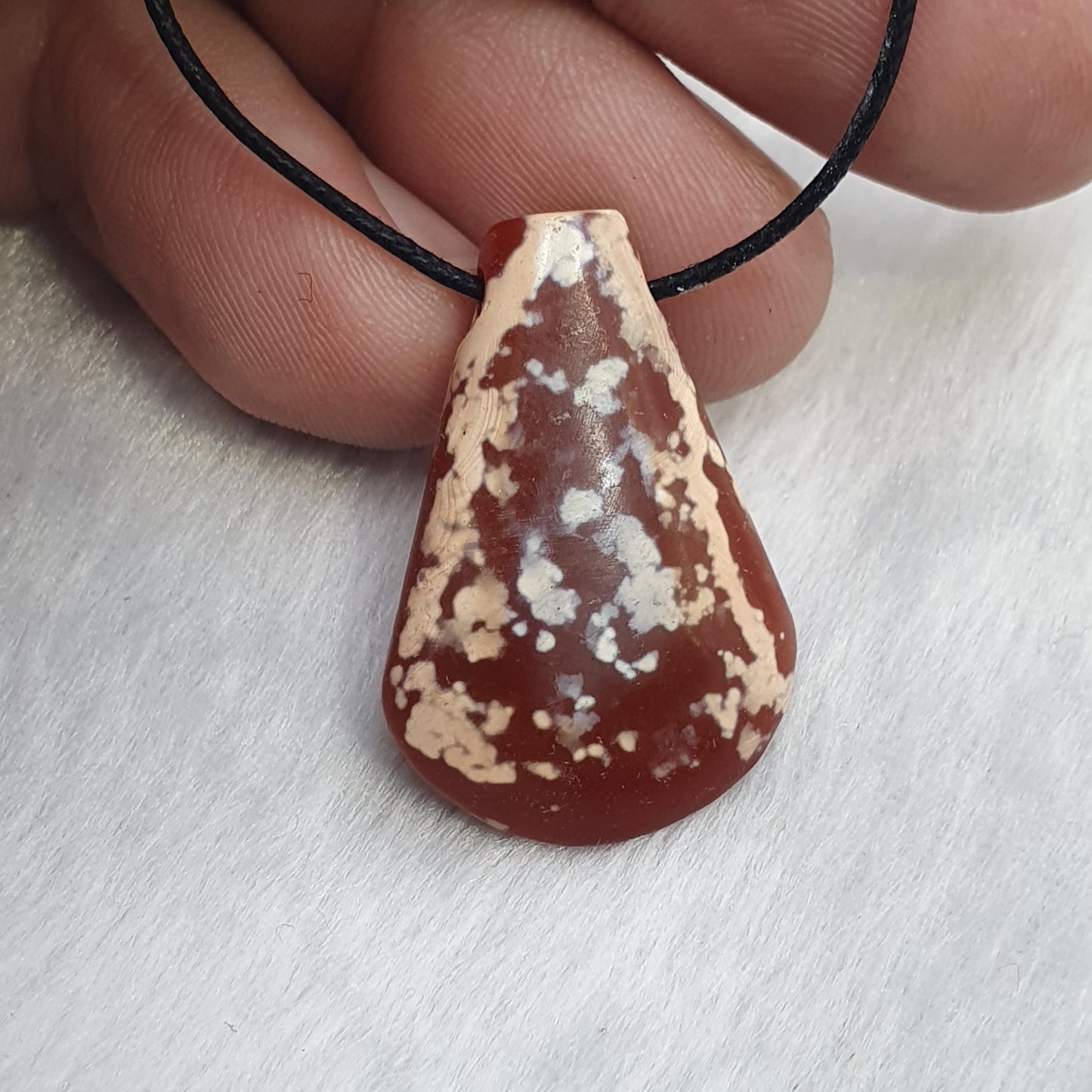 Agate Amulet Necklace: Beautiful patina carnelian Amulet Bead Pendant Necklace