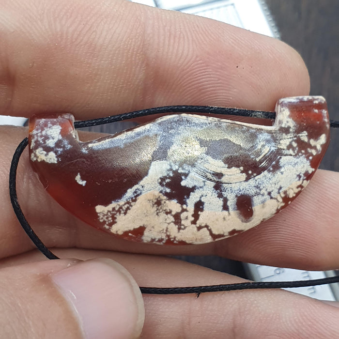 Agate Amulet Necklace: Beautiful patina carnelian Amulet Bead Pendant Necklace #HKM2