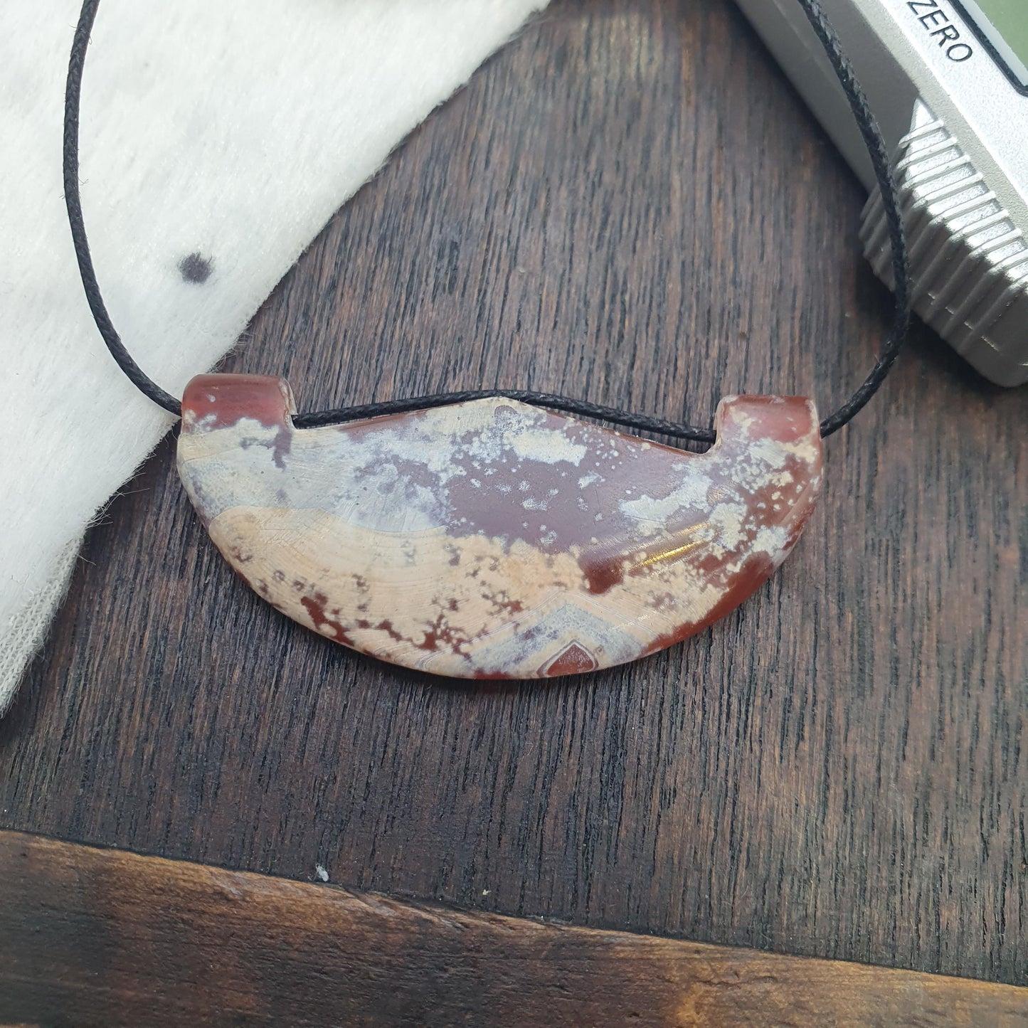 Agate Amulet Necklace: Beautiful patina carnelian Amulet Bead Pendant Necklace #HKM2