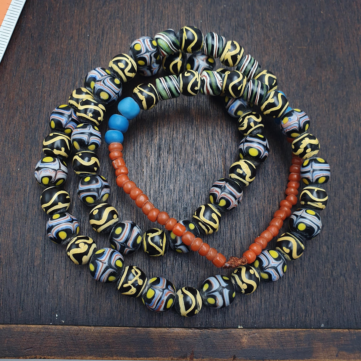 Vintage fancy venetian African style trade beads Necklace | 26inches long strand