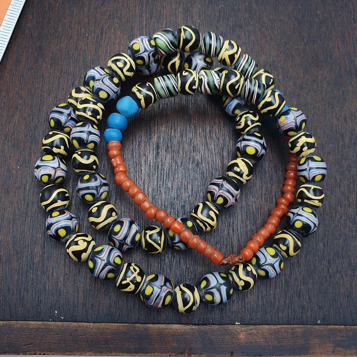 Vintage fancy venetian African style trade beads Necklace | 26inches long strand