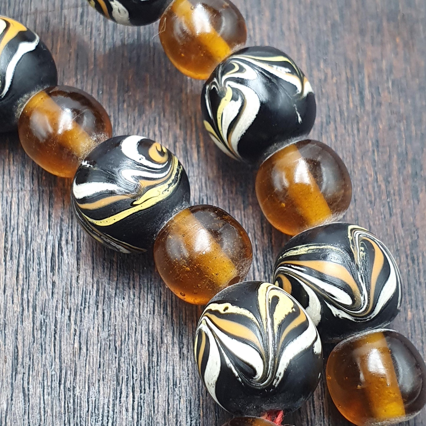 Vintage fancy Feather venetian African style trade beads Necklace | 24 inches long strand
