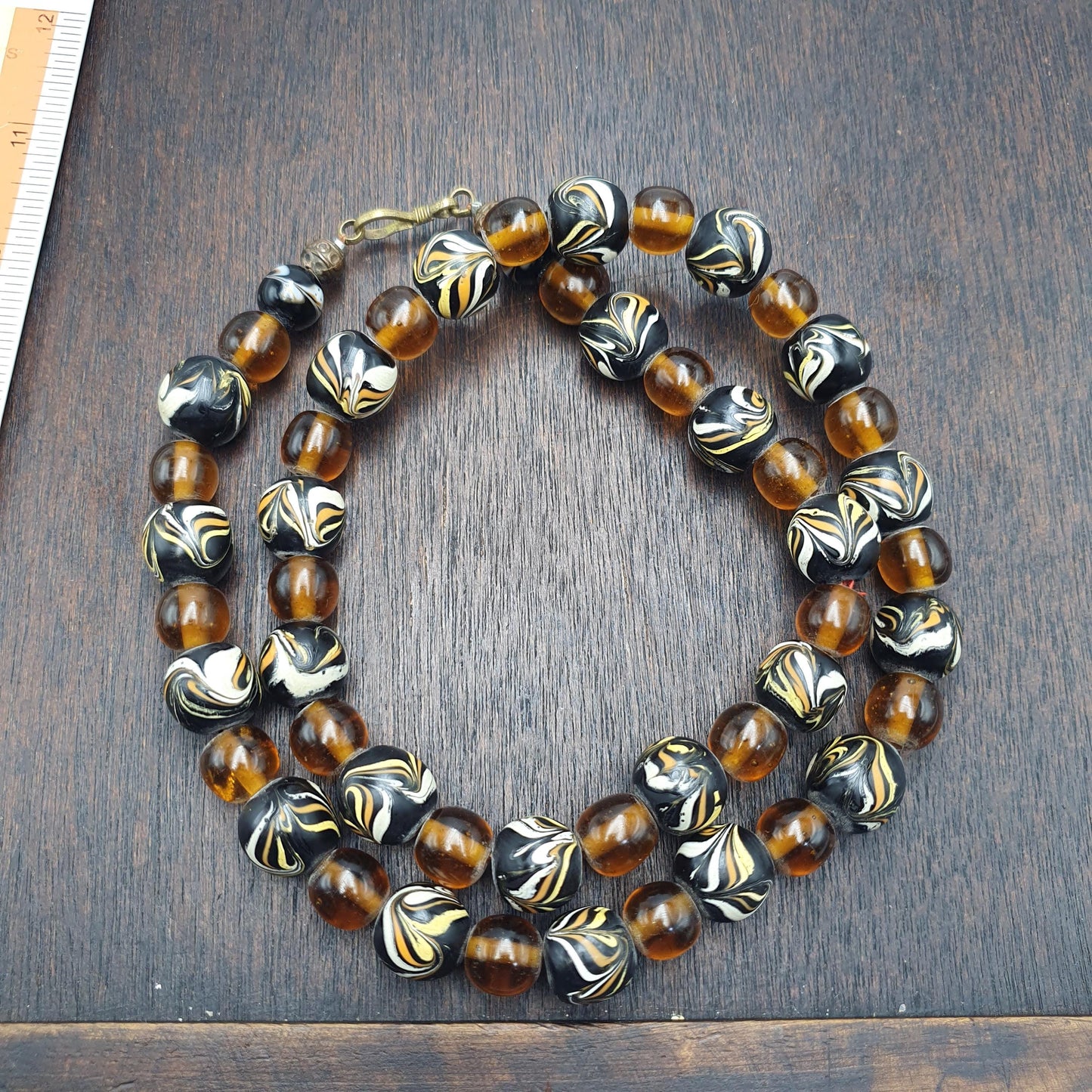 Vintage fancy Feather venetian African style trade beads Necklace | 24 inches long strand