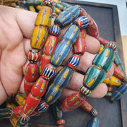Venetian Inspired Glass Beads, Antique Style Necklace | Multicolor Eye Designs | Adjustable Length, Handcrafted African
