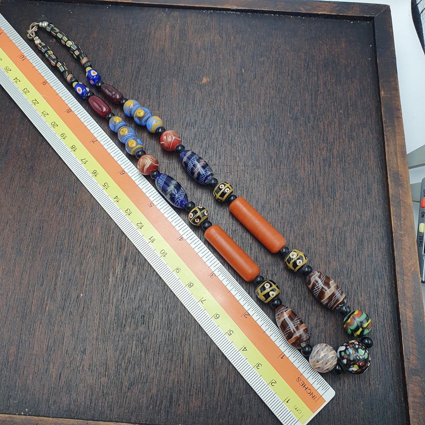 Vintage Venetian Style Millefiori Glass Beads Necklace Lampwork Jewelry - Rare Bead Strand