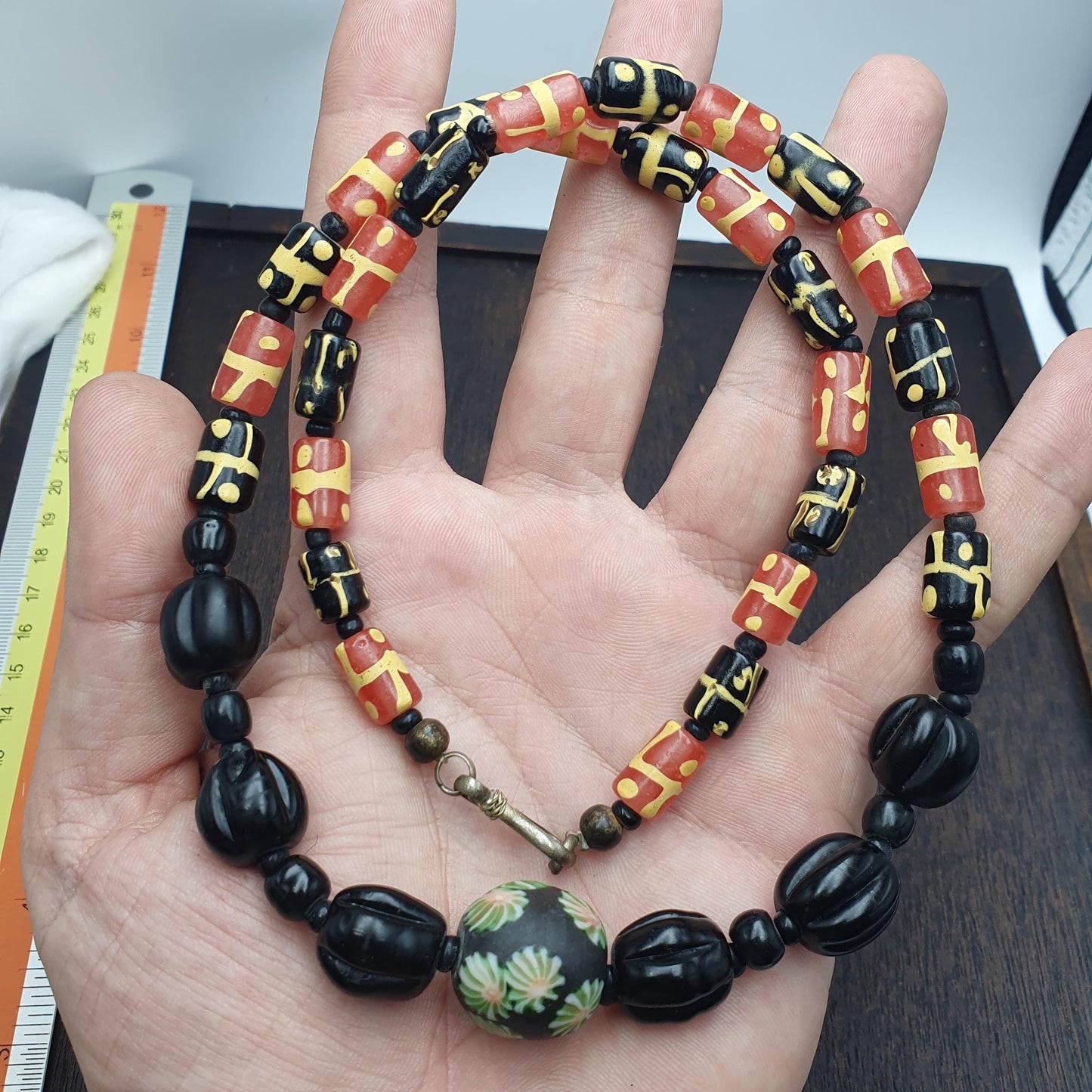 Vintage Venetian Style Millefiori Glass Beads Necklace Lampwork Jewelry - Rare Bead Strand