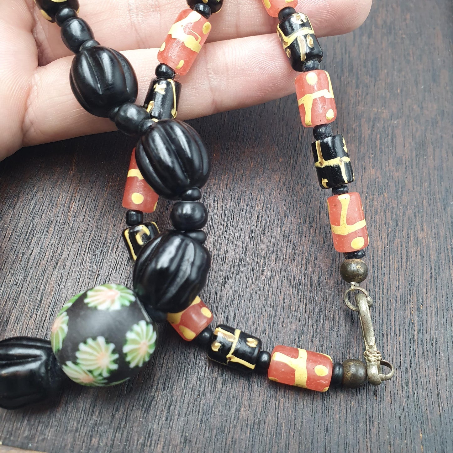Vintage Venetian Style Millefiori Glass Beads Necklace Lampwork Jewelry - Rare Bead Strand