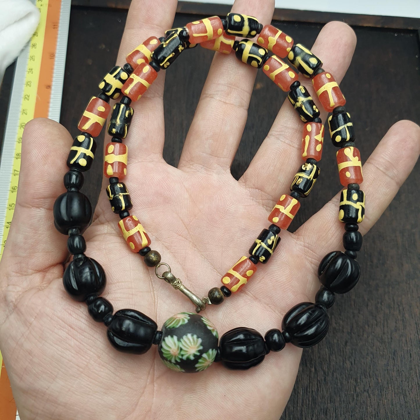Vintage Venetian Style Millefiori Glass Beads Necklace Lampwork Jewelry - Rare Bead Strand