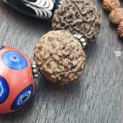 Rudraksha Seed Mala Necklace Evil Eye Glass Beads Turquoise Boho Tribal Ethnic 266 inches long mala