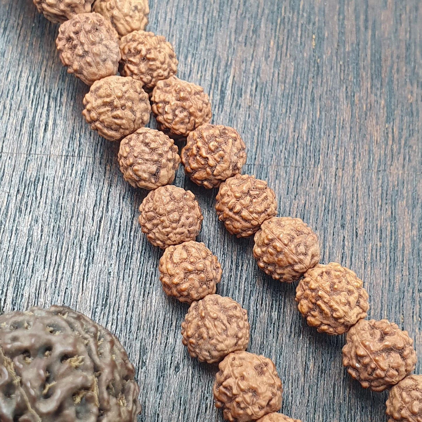 Rudraksha Seed Mala Necklace Evil Eye Glass Beads Turquoise Boho Tribal Ethnic 266 inches long mala