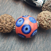 Rudraksha Seed Mala Necklace Evil Eye Glass Beads Turquoise Boho Tribal Ethnic 266 inches long mala