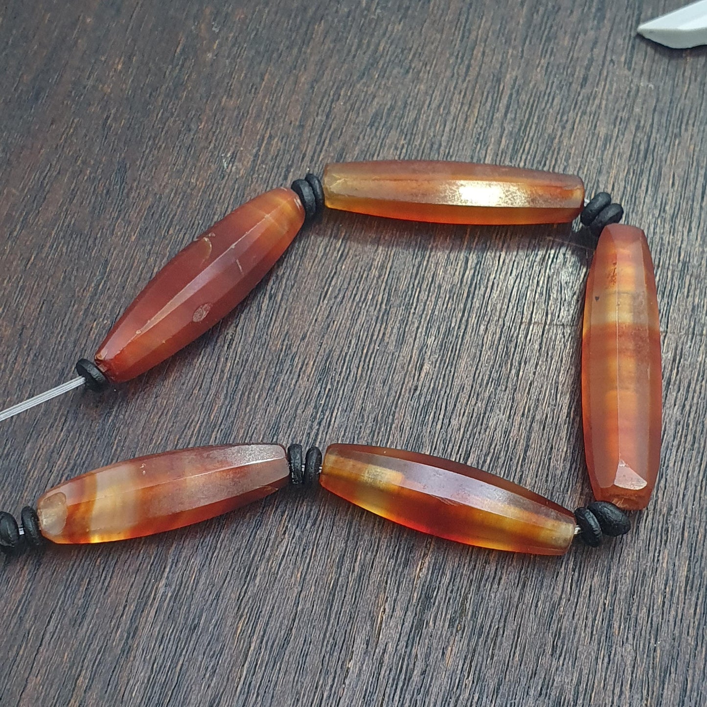 Antique Red and White Agate Trade Beads Lot 5: Rare African Faceted Beads 19-27mm Rare Middle Eastern Agate Pendants