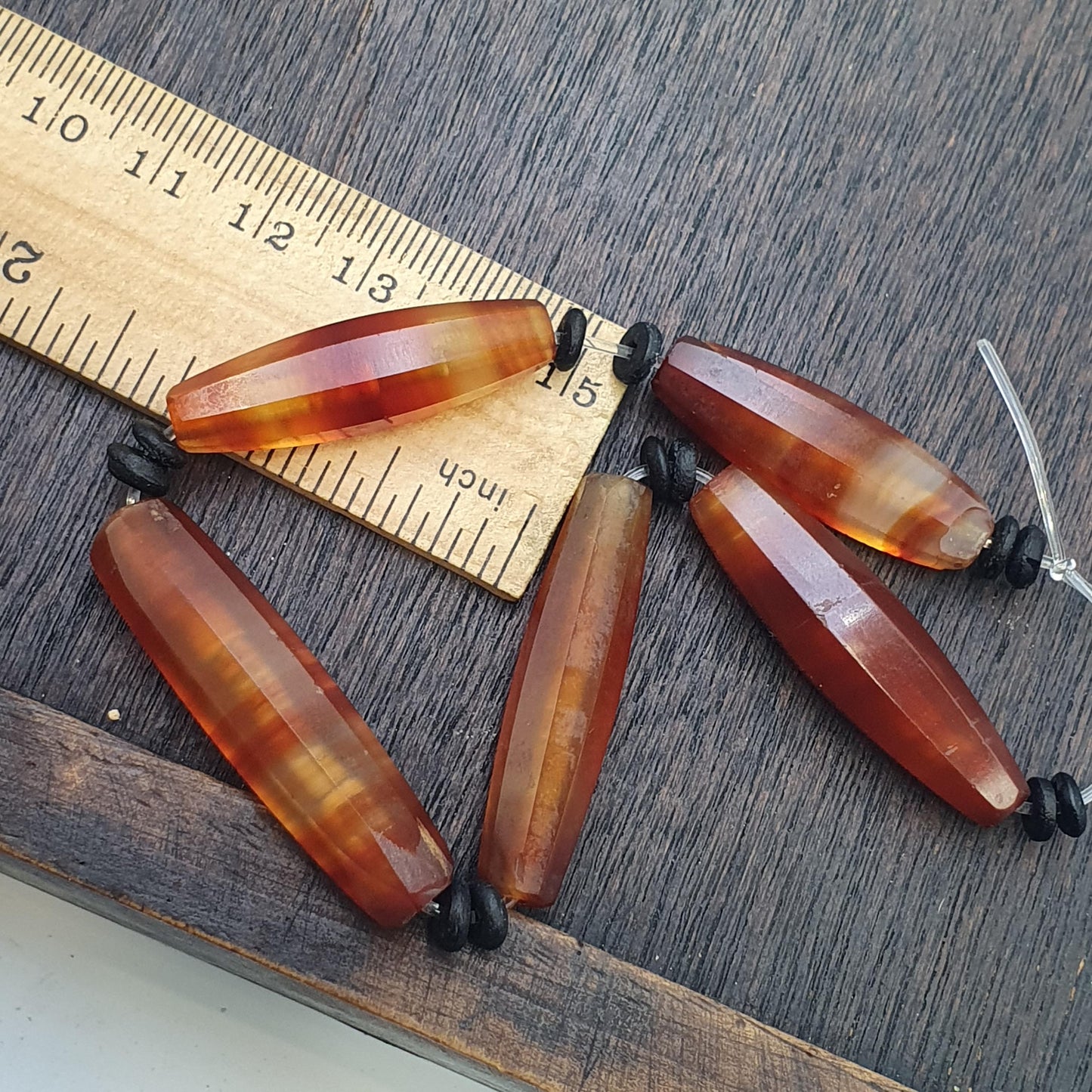 Antique Red and White Agate Trade Beads Lot 5: Rare African Faceted Beads 19-27mm Rare Middle Eastern Agate Pendants