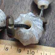 Antique Style Unique carved Gray agate melon shape beads Patina Beads Lot  necklace Himalayan indo tibetan gray agate beads amulets