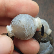 Antique Style Unique carved Gray agate melon shape beads Patina Beads Lot  necklace Himalayan indo tibetan gray agate beads amulets