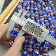 Big size vintage venetian style old blue chevron glass beads long strand ch-2
