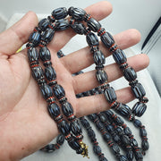 Vintage black chevron venetian style multilayers glass beads necklace . chb-12