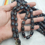Vintage black chevron venetian style multilayers glass beads necklace . chb-12