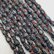 Vintage black chevron venetian style multilayers glass beads necklace . chb-12