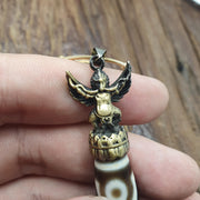 Rare 6 eyes tibetan nepalese agate bead dzi pendant necklace