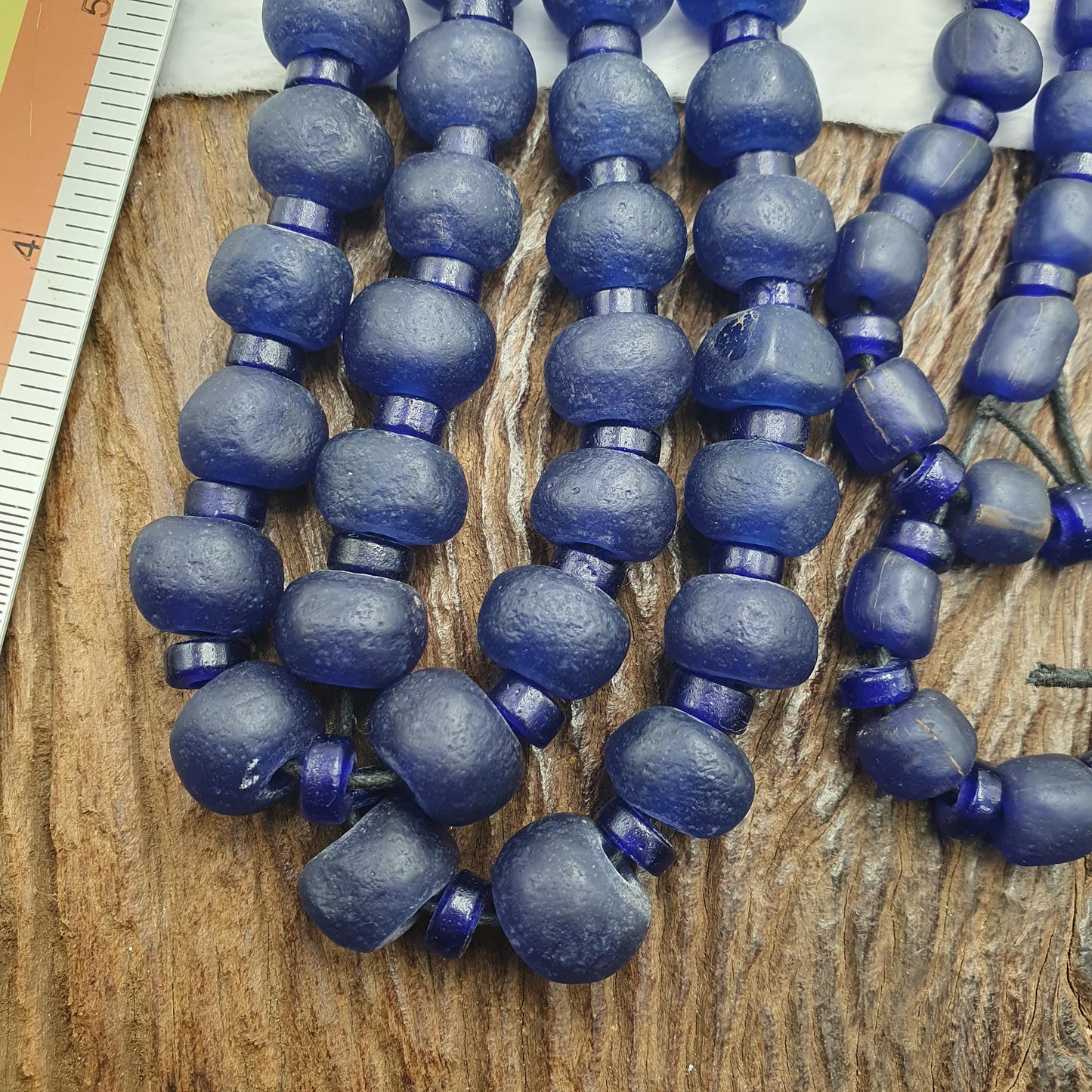 Vintage cobalt blue glass African beads 9-13mm necklace gift