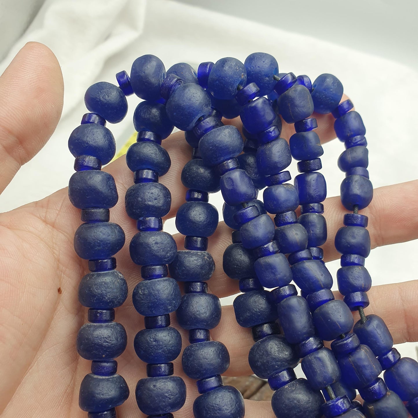 Vintage cobalt blue glass African beads 9-13mm necklace gift