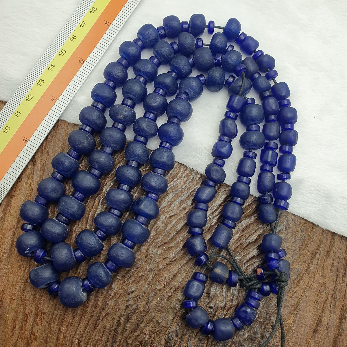 African Beads 9-13Mm, Cobalt Blue Statement Necklace | Antique Glass Strand - Vintage .