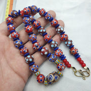 Venetian Style Polka, Boho Chic Necklace | Vintage Glass Whiteheart Beads | 12mm, 22-Inch Layering