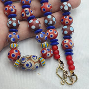 Venetian Style Polka, Boho Chic Necklace | Vintage Glass Whiteheart Beads | 12mm, 22-Inch Layering