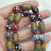 Venetian Style Mix, Boho Chic Necklace | Vintage Glass | 10 Mm Beads, Black Hundred Eyes Skunk, 24 Inches