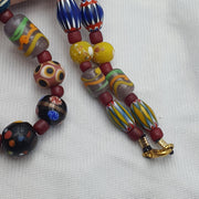 Venetian Style Mix, Boho Chic Necklace | Vintage Glass | 10 Mm Beads, Black Hundred Eyes Skunk, 24 Inches