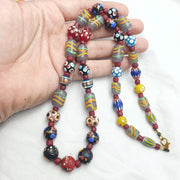 Venetian Style Mix, Boho Chic Necklace | Vintage Glass | 10 Mm Beads, Black Hundred Eyes Skunk, 24 Inches