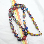 Venetian Style Mix, Boho Chic Necklace | Vintage Glass | 10 Mm Beads, Black Hundred Eyes Skunk, 24 Inches