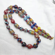 Venetian Style Mix, Boho Chic Necklace | Vintage Glass | 10 Mm Beads, Black Hundred Eyes Skunk, 24 Inches